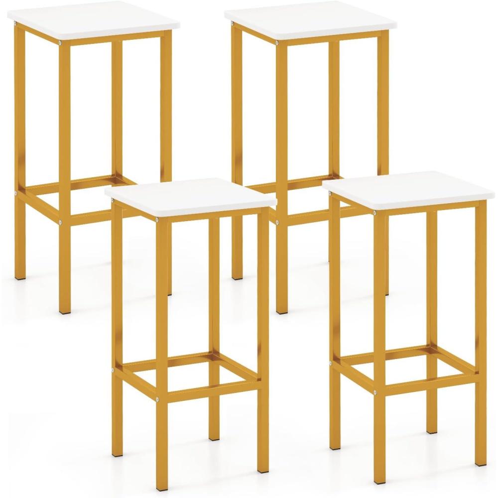 image:imageGiantex Metal Bar Stools Set of 4 26 Backless Barstools with Metal Legs amp Footrest Breakfast Bar Dining Chairs Industrial Counter Height Stools for Kitchen Island Home Bar Dining Room GreyWhite Gold