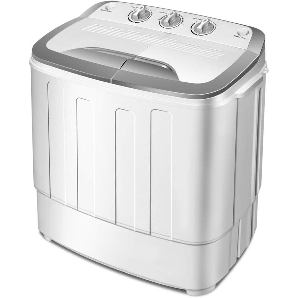 image:imageGiantex Portable Compact 13 Lbs Mini Twin Tub Washing Machine Washer Spin Dryer BlackampWhiteGrayWhite