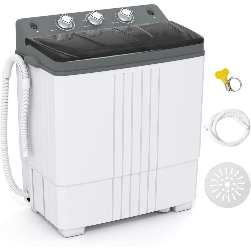 image:imageGiantex Portable Washing Machine 20lbs Capacity 12lbs Washer and 8lbs Spinner Compact for Apartment RV Gray amp White GX20313PEGreyWhite