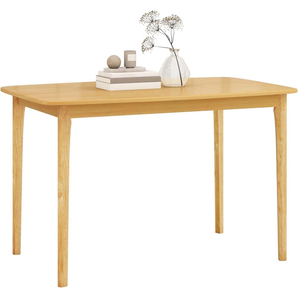 image:imageGiantex Rectangular Dining Table Mid Century Modern Kitchen Table Vintage Coffee Table WTabletop amp Solid Wood Legs Wood Farmhouse Table NaturalNatural