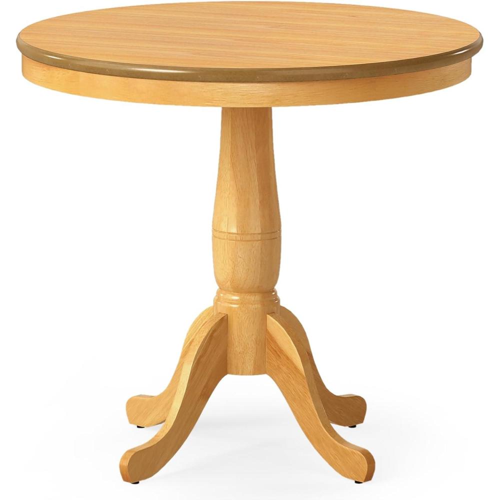 image:imageGiantex Round Dining Table for 24 People 32 D X 30 H Wooden Kitchen Table with Spacious Table Top Pedestal Base Leisure End Tables for Bar Kitchen Dining Room Restaurant WalnutNatural
