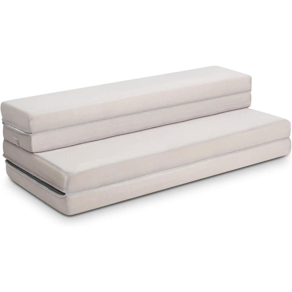image:imageGiantex TriFold Folding Mattress Queen 4Inch Portable Sofa Bed with Washable Cover amp Handles HighDensity Foam Floor Couch for Adults Guest Bed for Camping Sleepovers GrayGrey