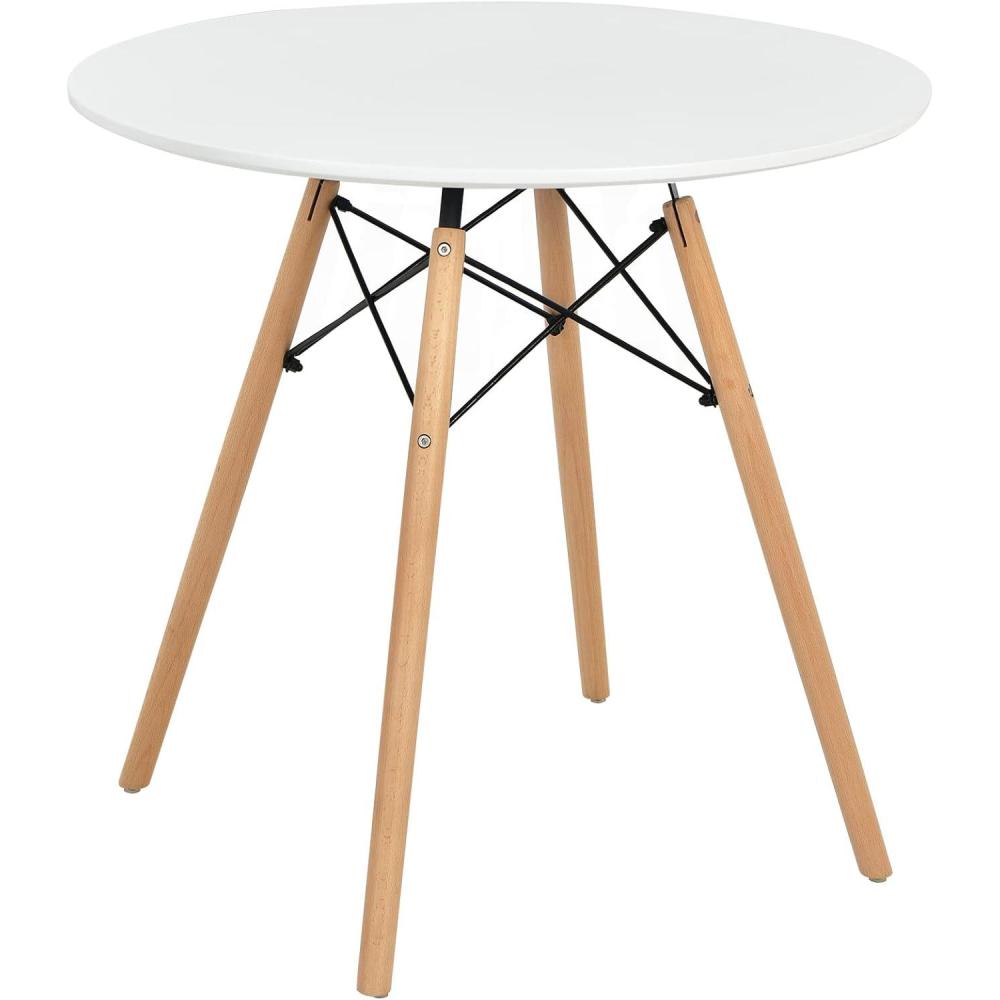 image:imageGiantex White Dining Table 315 D x 32 H Round Dining Room Table with Solid Beech Wood Legs Modern Kitchen Table with TSCA Certification for Small Places White amp Natural