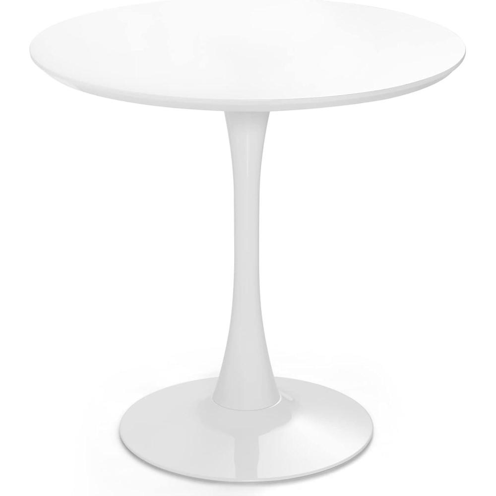 image:imageGiantex White Round Dining Table 32inches Modern Tulip Kitchen Table with 09 Thickened Tabletop amp Sturdy Metal Pedestal MidCentury Leisure Table for Small Places Dining Room Living Room CafeWhite
