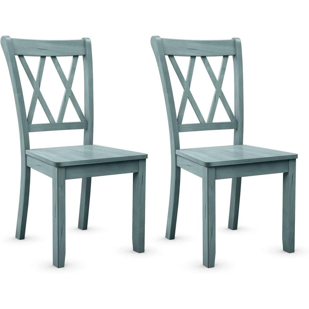 image:imageGiantex Wood Dining Chairs Set of 2 White Armless Kitchen Chair wRubber Wood Frame Cross Back Contoured Seat Farmhouse Wooden Side Chair High Back Kitchen Chairs for Home Dining RoomAntique Sage Green