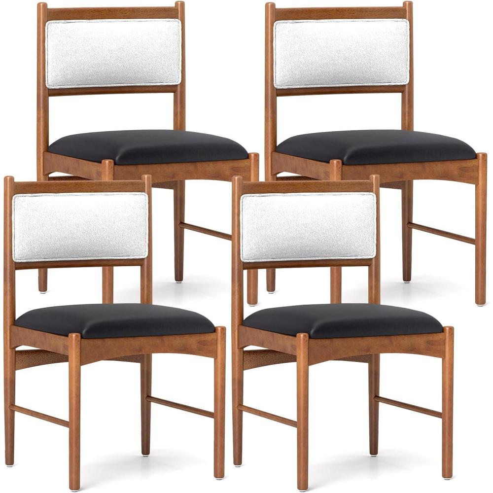 image:imageGiantex Wooden Dining Chairs Set of 2 Upholstered Kitchen Chair wRubber Wood Frame amp Faux Leather Padded Seat Faux Sherpa Backrest MidCentury Armless Chairs Modern Side Chairs for Home2