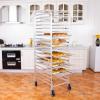 Giantex 10 Tier Aluminum Bakery Rack, Commercial Kitchen Bun Pan Sheet Pan Rack, Mobile Bakers Trolley with Storage Cooling Racks and Lockable Casters((20 Tier): 26.5’’L×24’’W ×69’’H)