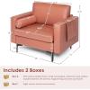 Giantex 128″ Extra-Large 4 Seat Sofa, Sectional Couch with USB Ports, 3-Hole Socket, Storage Box, Magazine Pocket, L-Shape Modular Sleeper w/Convertible Chaise Lounge, Bolsters, Family Living Room(Red)