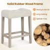 Giantex 24″ Bar Stools Set of 4, Upholstered Counter Height Saddle Bar Stools with Footrest and Wood Legs, Farmhouse Button Tufted Backless Barstools for Kitchen Island, Dining Room, Cafe, Beige(Beige)