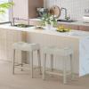 Giantex 24″ Bar Stools Set of 4, Upholstered Counter Height Saddle Bar Stools with Footrest and Wood Legs, Farmhouse Button Tufted Backless Barstools for Kitchen Island, Dining Room, Cafe, Beige(Beige)
