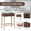 Giantex 24″ Bar Stools Set of 4, Upholstered Counter Height Saddle Bar Stools with Footrest and Wood Legs, Farmhouse Button Tufted Backless Barstools for Kitchen Island, Dining Room, Cafe, Beige(Brown+beige)