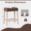 Giantex 24″ Bar Stools Set of 4, Upholstered Counter Height Saddle Bar Stools with Footrest and Wood Legs, Farmhouse Button Tufted Backless Barstools for Kitchen Island, Dining Room, Cafe, Beige(Brown+beige)