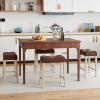 Giantex 24″ Bar Stools Set of 4, Upholstered Counter Height Saddle Bar Stools with Footrest and Wood Legs, Farmhouse Button Tufted Backless Barstools for Kitchen Island, Dining Room, Cafe, Beige(Brown+beige)