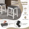 Giantex 24″ Counter Height Bar Stools Set of 2, Faux PU Leather Farmhouse Wood Barstools with Padded Seat, Solid Wood Frame, Max Load 330 Lbs, Saddle Stools for Kitchen Island Pub, White(White)