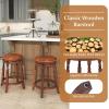 Giantex 24″ Swivel Bar Stools Set of 2, Farmhouse Counter Height Stools with Upholstered Seat & Rubber Wood Frame, Round Backless Kitchen Stools, Barstools for Kitchen Island/Breakfast Nook, Walnut(2)