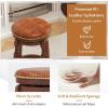 Giantex 24″ Swivel Bar Stools Set of 2, Farmhouse Counter Height Stools with Upholstered Seat & Rubber Wood Frame, Round Backless Kitchen Stools, Barstools for Kitchen Island/Breakfast Nook, Walnut(2)