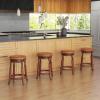 Giantex 24″ Swivel Bar Stools Set of 2, Farmhouse Counter Height Stools with Upholstered Seat & Rubber Wood Frame, Round Backless Kitchen Stools, Barstools for Kitchen Island/Breakfast Nook, Walnut(2)