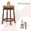 Giantex 24″ Swivel Bar Stools Set of 2, Farmhouse Counter Height Stools with Upholstered Seat & Rubber Wood Frame, Round Backless Kitchen Stools, Barstools for Kitchen Island/Breakfast Nook, Walnut(2)