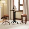 Giantex 24″ Swivel Bar Stools Set of 2, Farmhouse Counter Height Stools with Upholstered Seat & Rubber Wood Frame, Round Backless Kitchen Stools, Barstools for Kitchen Island/Breakfast Nook, Walnut(1)