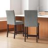 Giantex 24″ Upholstered Bar Stools Set of 2, Modern Linen Counter Height Bar Stools with Ergonomic Back, Rubber Wood Legs & Footrest, Armless Barstools for Kitchen Island Cafe Restaurant, Grey(Grey)
