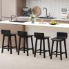 Giantex 24.5″ Bar Stools Set of 2, Counter Height Bar Stools w/Low Back & Footrest, Farmhouse Wooden Bar Dining Chairs, Armless Wood Barstools for Kitchen Island, Pub, Kitchen, Cafe, Breakfast, Brown(Black)