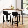 Giantex 24.5″ Bar Stools Set of 2, Counter Height Bar Stools w/Low Back & Footrest, Farmhouse Wooden Bar Dining Chairs, Armless Wood Barstools for Kitchen Island, Pub, Kitchen, Cafe, Breakfast, Brown(Black)