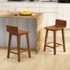 Giantex 24.5″ Bar Stools Set of 2, Counter Height Bar Stools w/Low Back & Footrest, Farmhouse Wooden Bar Dining Chairs, Armless Wood Barstools for Kitchen Island, Pub, Kitchen, Cafe, Breakfast, Brown(Brown)