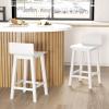 Giantex 24.5″ Bar Stools Set of 2, Counter Height Bar Stools w/Low Back & Footrest, Farmhouse Wooden Bar Dining Chairs, Armless Wood Barstools for Kitchen Island, Pub, Kitchen, Cafe, Breakfast, Brown(White)