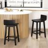 Giantex 24.5″ Bar Stools Set of 2, Counter Height Bar Stools w/Low Back & Footrest, Farmhouse Wooden Bar Dining Chairs, Armless Wood Barstools for Kitchen Island, Pub, Kitchen, Cafe, Breakfast, Brown(Black)