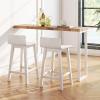 Giantex 24.5″ Bar Stools Set of 2, Counter Height Bar Stools w/Low Back & Footrest, Farmhouse Wooden Bar Dining Chairs, Armless Wood Barstools for Kitchen Island, Pub, Kitchen, Cafe, Breakfast, Brown(White)