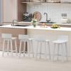 Giantex 24.5″ Bar Stools Set of 2, Counter Height Bar Stools w/Low Back & Footrest, Farmhouse Wooden Bar Dining Chairs, Armless Wood Barstools for Kitchen Island, Pub, Kitchen, Cafe, Breakfast, Brown(White)