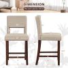 Giantex 24.5″ Counter Height Bar Stools Set of 2, Linen Barstools with Back, Rubber Wood Legs, Max Load 400 Lbs, Modern Upholstered Bar Dining Chairs for Kitchen Island Pub, Beige(Beige)