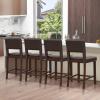 Giantex 24.5″ Counter Height Bar Stools Set of 2, Linen Barstools with Back, Rubber Wood Legs, Max Load 400 Lbs, Modern Upholstered Bar Dining Chairs for Kitchen Island Pub, Beige(Brown)