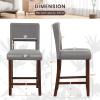 Giantex 24.5″ Counter Height Bar Stools Set of 2, Linen Barstools with Back, Rubber Wood Legs, Max Load 400 Lbs, Modern Upholstered Bar Dining Chairs for Kitchen Island Pub, Beige(Grey)