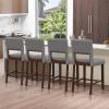 Giantex 24.5″ Counter Height Bar Stools Set of 2, Linen Barstools with Back, Rubber Wood Legs, Max Load 400 Lbs, Modern Upholstered Bar Dining Chairs for Kitchen Island Pub, Beige(Grey)