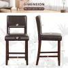 Giantex 24.5″ Counter Height Bar Stools Set of 2, Linen Barstools with Back, Rubber Wood Legs, Max Load 400 Lbs, Modern Upholstered Bar Dining Chairs for Kitchen Island Pub, Beige(Brown)