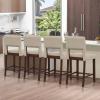 Giantex 24.5″ Counter Height Bar Stools Set of 2, Linen Barstools with Back, Rubber Wood Legs, Max Load 400 Lbs, Modern Upholstered Bar Dining Chairs for Kitchen Island Pub, Beige(Beige)
