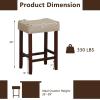 Giantex 25″ Counter Height Bar Stools Set of 2 – Backless Saddle Barstools with Nailhead Linen Foam Seat, Max Load 330 Lbs Wood Bar Stools with Foot Rest for Kitchen Island, Khaki(Khaki)