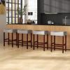 Giantex 25″ Counter Height Bar Stools Set of 2 – Backless Saddle Barstools with Nailhead Linen Foam Seat, Max Load 330 Lbs Wood Bar Stools with Foot Rest for Kitchen Island, Khaki(Grey)