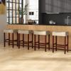 Giantex 25″ Counter Height Bar Stools Set of 2 – Backless Saddle Barstools with Nailhead Linen Foam Seat, Max Load 330 Lbs Wood Bar Stools with Foot Rest for Kitchen Island, Khaki(Khaki)