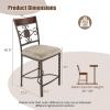 Giantex 25″ Counter Height Bar Stools Set of 2, Vintage Upholstered Barstools w/Back, Rust-Proof Metal Frame, Padded Seat, Anti-Slip Foot Pads, Max Load 350 Lbs, Bar Dining Chairs for Kitchen Island