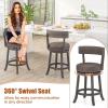 Giantex 26″ Bar Stools Set of 2, Swivel Counter Height Bar Chairs with Footrest, Rubber Wood Frame, Upholstered Linen Barstools with Back & Cushioned Seat for Kitchen Island, Dining Room, Pub(1)