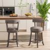 Giantex 26″ Bar Stools Set of 2, Swivel Counter Height Bar Chairs with Footrest, Rubber Wood Frame, Upholstered Linen Barstools with Back & Cushioned Seat for Kitchen Island, Dining Room, Pub(1)