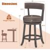 Giantex 26″ Bar Stools Set of 2, Swivel Counter Height Bar Chairs with Footrest, Rubber Wood Frame, Upholstered Linen Barstools with Back & Cushioned Seat for Kitchen Island, Dining Room, Pub(1)