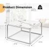 Giantex 27.5″ Square Coffee Table – Tempered Glass Center Table w/Metal Frame, Modern Accent Table for Small Space, Living Room, Home, Office, Easy Assembly (1-Tier, Gray)(White)