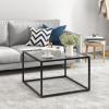 Giantex 27.5″ Square Coffee Table – Tempered Glass Center Table w/Metal Frame, Modern Accent Table for Small Space, Living Room, Home, Office, Easy Assembly (1-Tier, Gray)(Transparent)