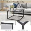Giantex 27.5″ Square Coffee Table – Tempered Glass Center Table w/Metal Frame, Modern Accent Table for Small Space, Living Room, Home, Office, Easy Assembly (1-Tier, Gray)(Grey)
