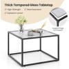 Giantex 27.5″ Square Coffee Table – Tempered Glass Center Table w/Metal Frame, Modern Accent Table for Small Space, Living Room, Home, Office, Easy Assembly (1-Tier, Gray)(Grey)