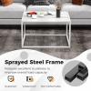 Giantex 27.5″ Square Coffee Table – Tempered Glass Center Table w/Metal Frame, Modern Accent Table for Small Space, Living Room, Home, Office, Easy Assembly (1-Tier, Gray)(White)