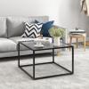 Giantex 27.5″ Square Coffee Table – Tempered Glass Center Table w/Metal Frame, Modern Accent Table for Small Space, Living Room, Home, Office, Easy Assembly (1-Tier, Gray)(Grey)